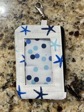 Scout Blue Starfish ID Wallet Keychain Coin Pouch Coastal Zip Case